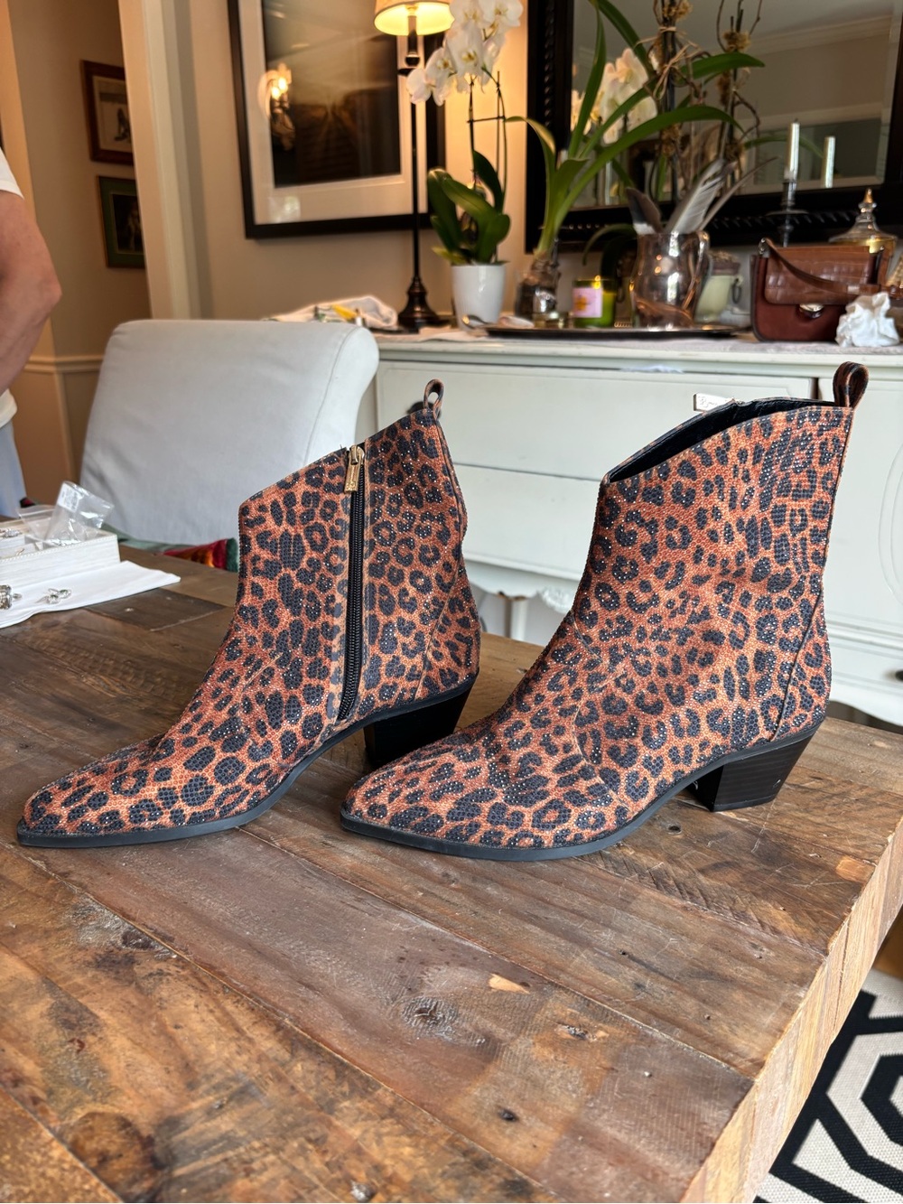 Jessica Simpson Leopard Print Ankle Boots in Brown & Black